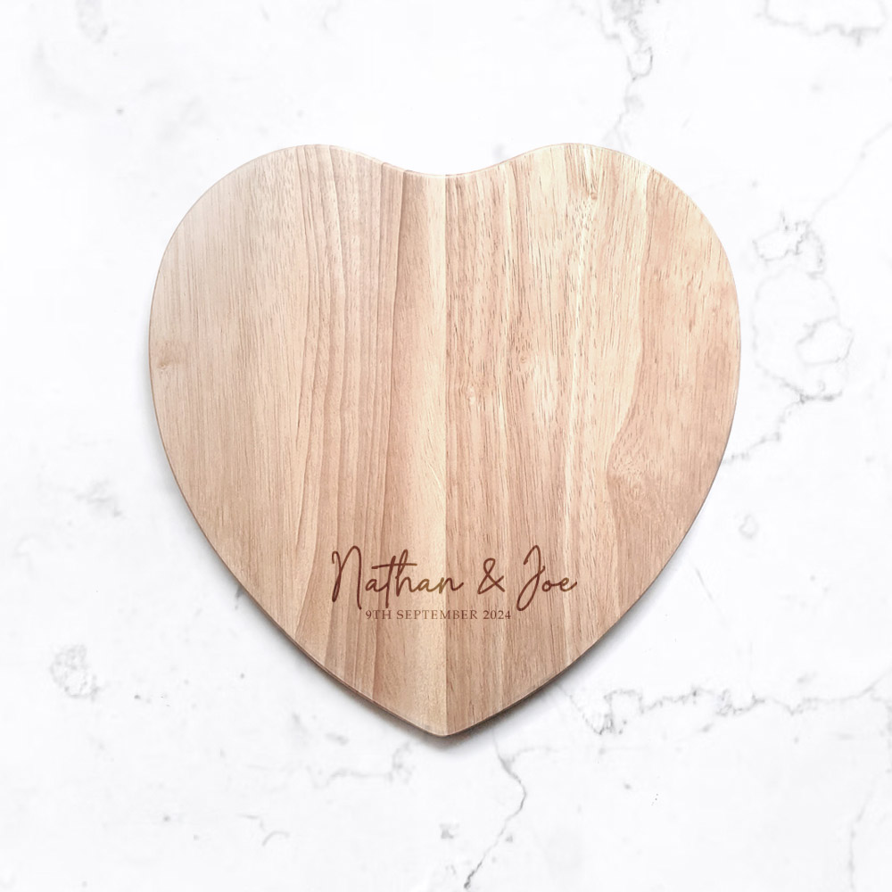 Personalised Chopping Board - Heart Wedding